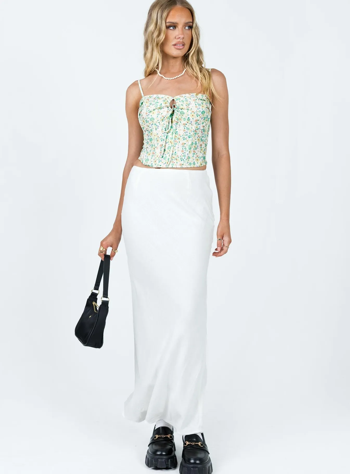 Princess Polly Jodie Maxi Skirt White New