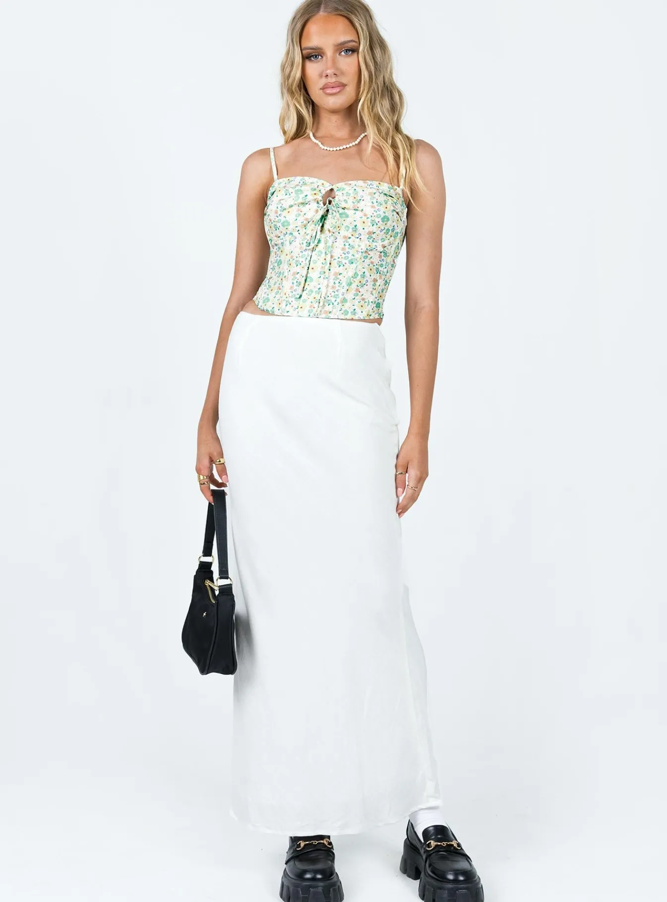 Princess Polly Jodie Maxi Skirt White New