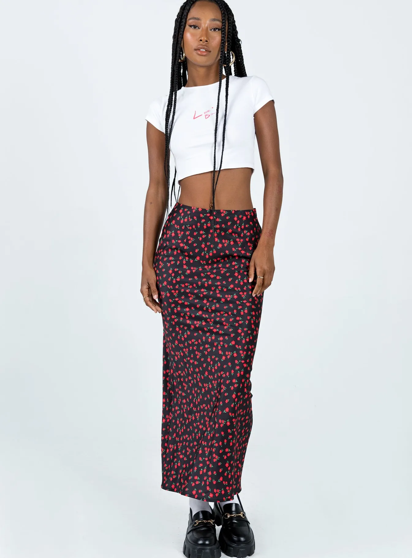 Princess Polly Jodie Maxi Skirt Black Floral Best