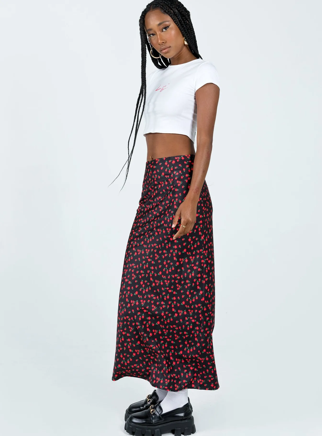 Princess Polly Jodie Maxi Skirt Black Floral Best