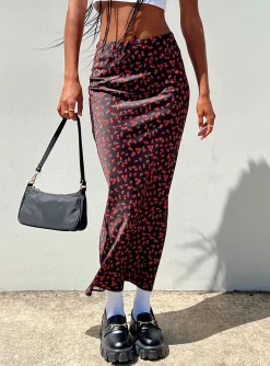 Princess Polly Jodie Maxi Skirt Black Floral Best