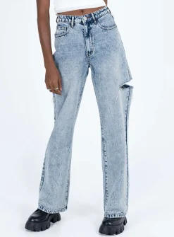 Princess Polly Johnston Wide Leg Jeans Mid Wash Blue   Denim Clearance