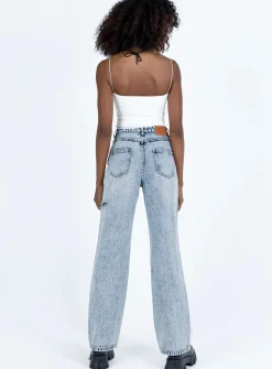Princess Polly Johnston Wide Leg Jeans Mid Wash Blue   Denim Clearance