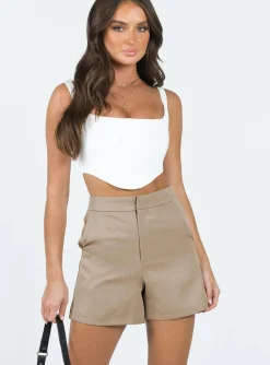 Princess Polly Jonna Shorts  Beige Hot
