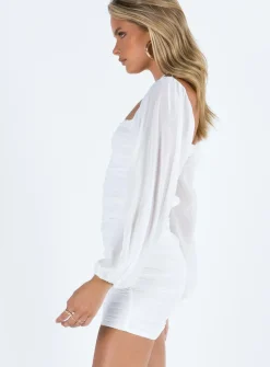 Princess Polly Joslyn Long Sleeve Mini Dress  White Outlet