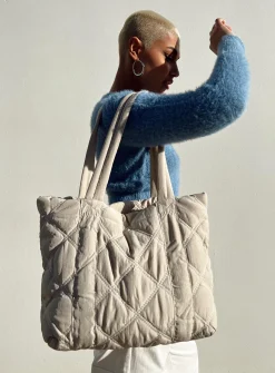 Princess Polly Jovie Nylon Quilted Tote Beige Best Sale