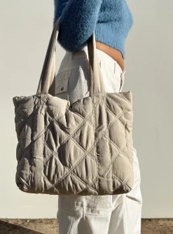 Princess Polly Jovie Nylon Quilted Tote  Beige Best Sale
