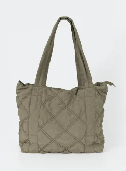 Princess Polly Jovie Nylon Quilted Tote  Khaki Discount