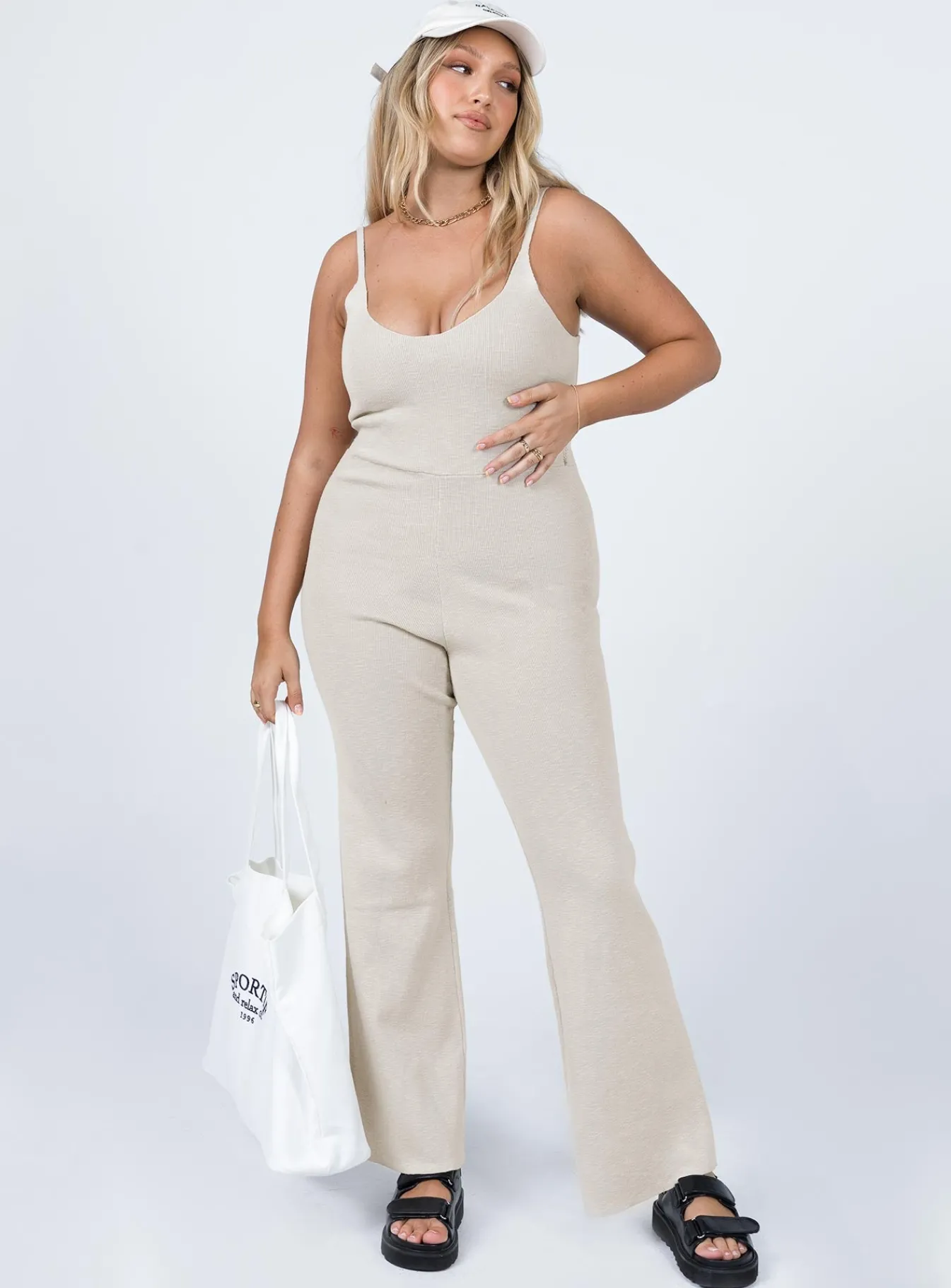 Princess Polly Julia Jumpsuit Cream Outlet