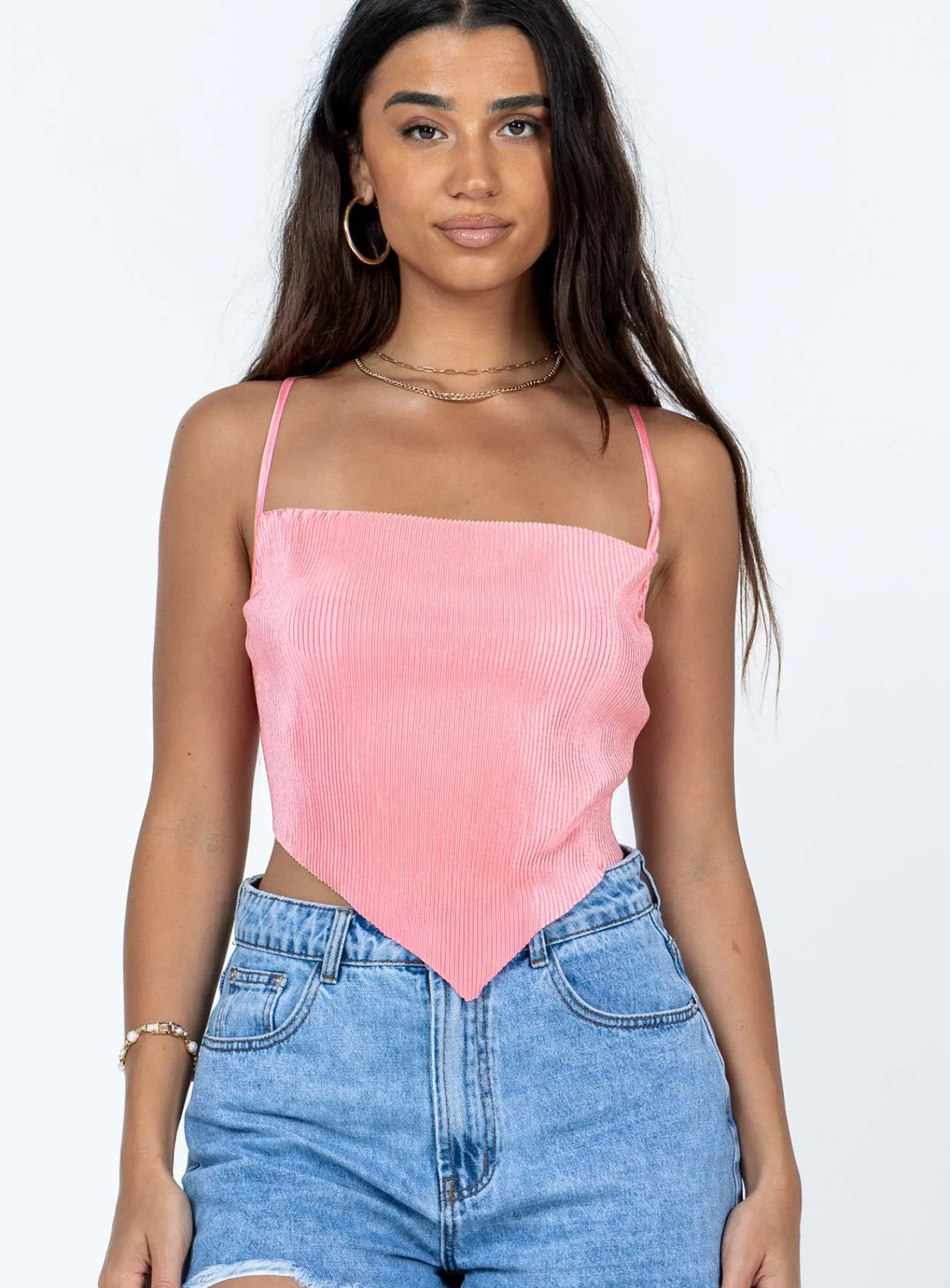 Princess Polly Julia Plisse Top Pink Store
