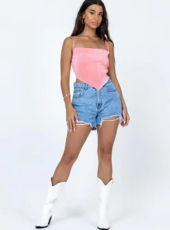 Princess Polly Julia Plisse Top Pink Store