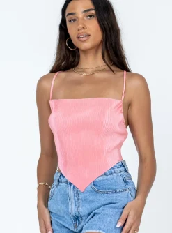Princess Polly Julia Plisse Top Pink Store