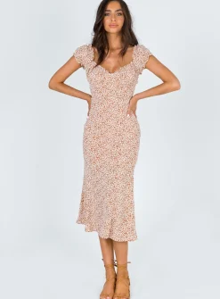 Princess Polly Just Like Heaven Midi Dress   Beige Clearance