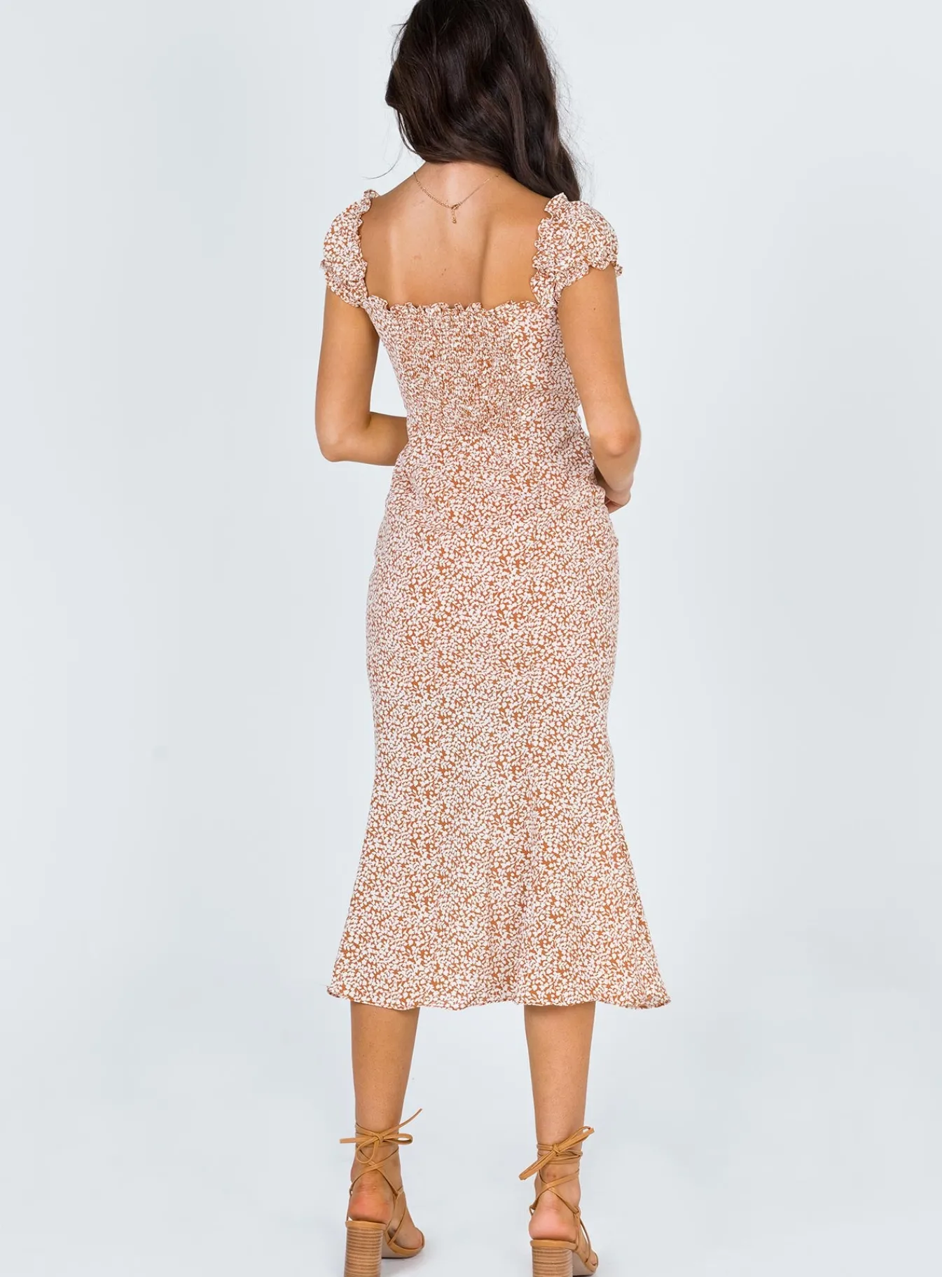 Princess Polly Just Like Heaven Midi Dress Beige Clearance
