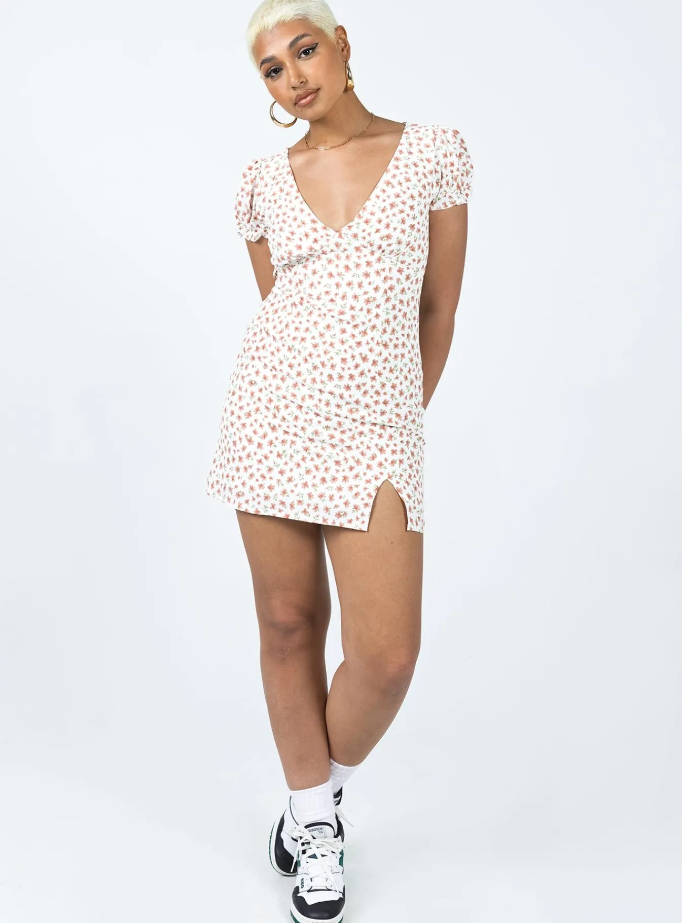 Princess Polly Kacey Mini Dressfloral White Flash Sale
