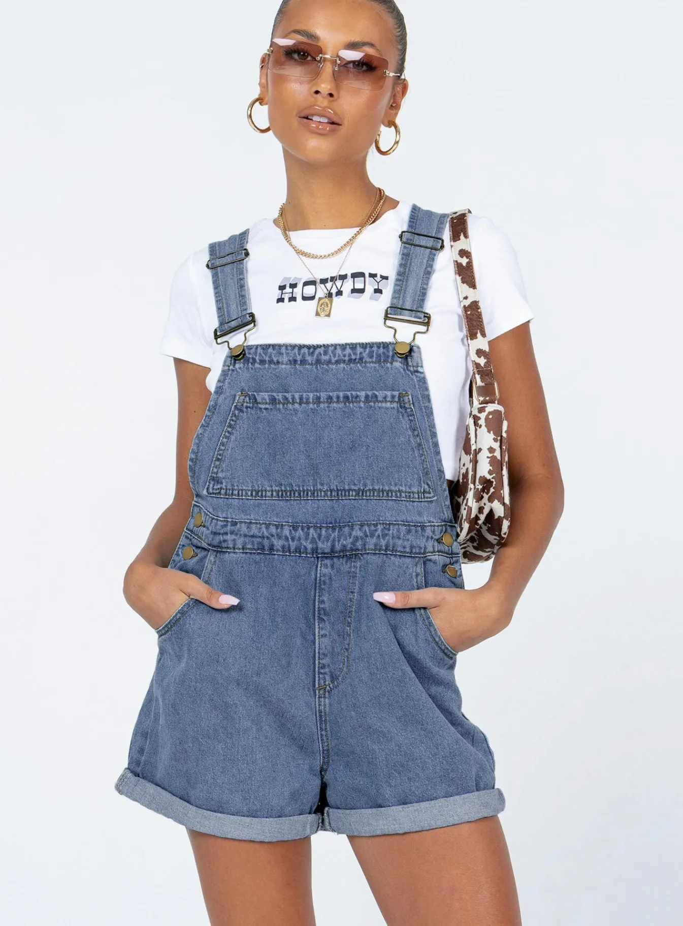 Princess Polly Kacey Overalls Blue Denim New