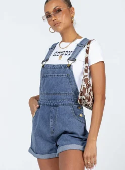 Princess Polly Kacey Overalls Blue Denim New
