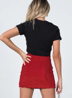 Princess Polly Kailani Lurex Ring Mini Skirt Red Sale