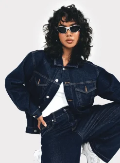 Princess Polly Kaleenajacket   Dark Wash Denim Best Sale