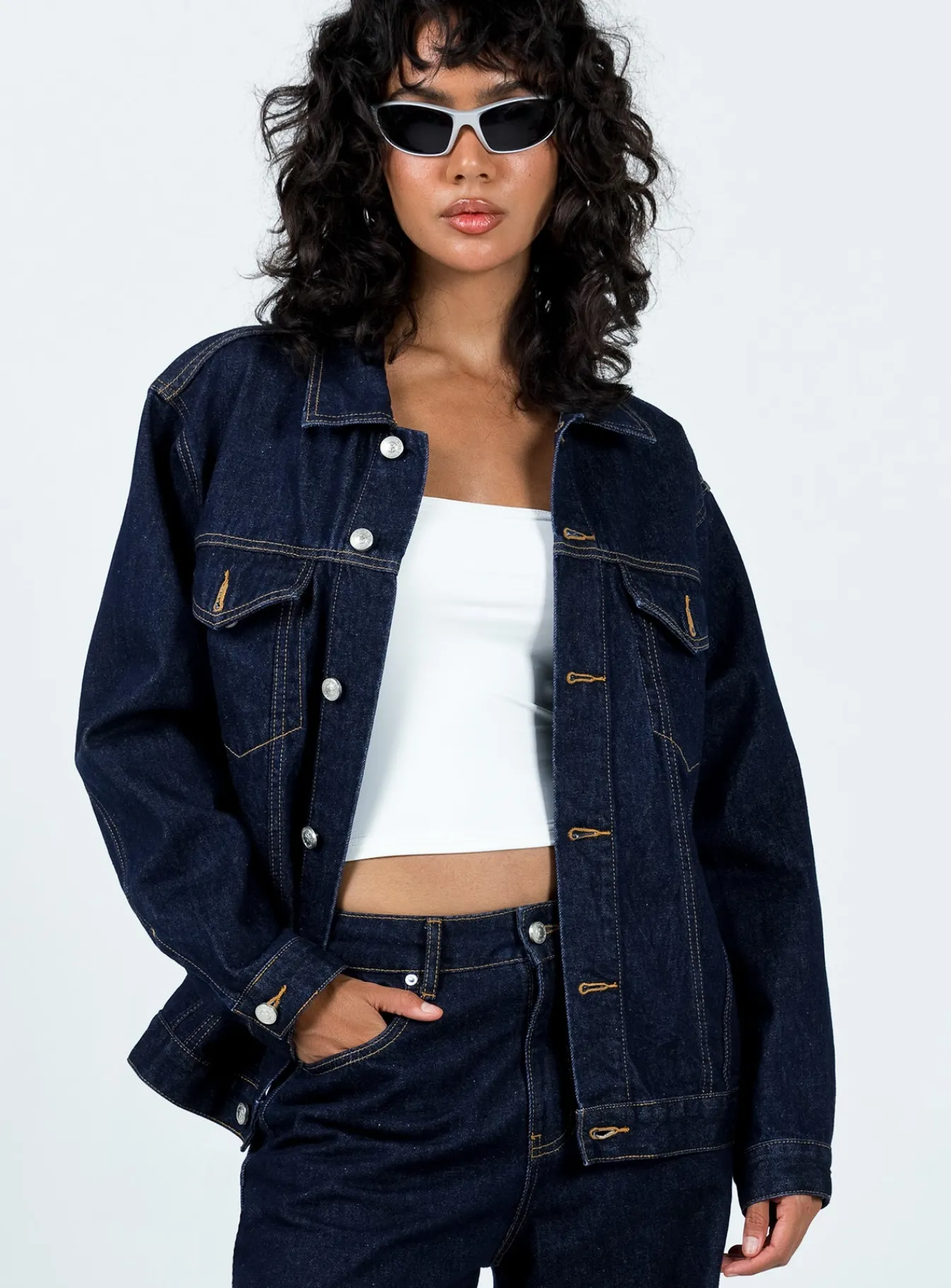 Princess Polly Kaleenajacket Dark Wash Denim Best Sale