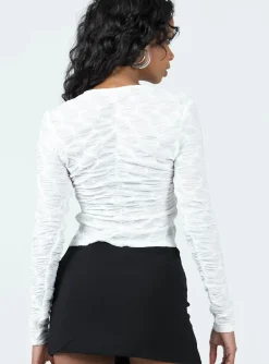 Princess Polly Kalifornia Tie Top  Ghost White Outlet