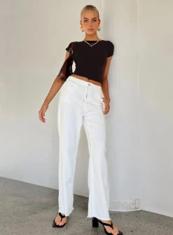 Princess Polly Kalinda Denim Jeans  White Hot