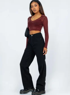 Princess Polly Kalinda Denim Jeans Black Sale