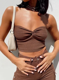Princess Polly Kallista Top  Brown Sale