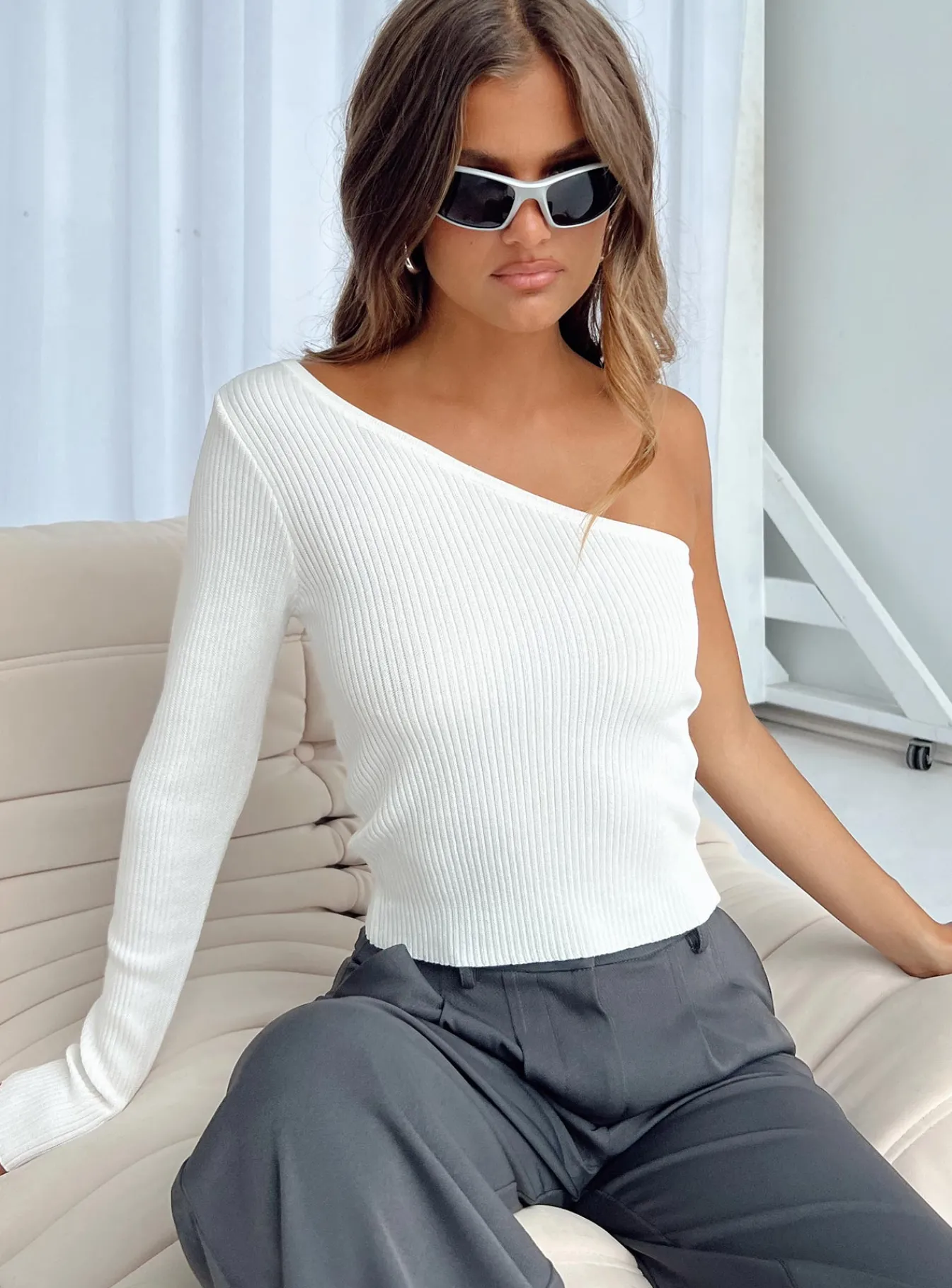 Princess Polly Kandora One Shoulder Top Ivory Cheap