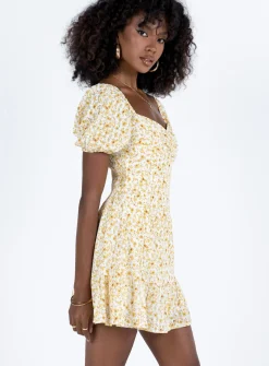 Princess Polly Kaori Mini Dress  Yellow Floral Online