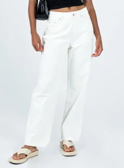 Princess Polly Karana Slouch Jeans  Ivory Clearance