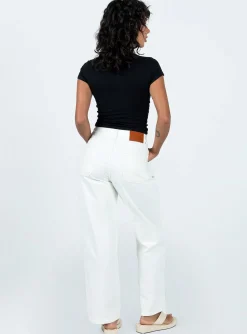 Princess Polly Karana Slouch Jeans Ivory Clearance