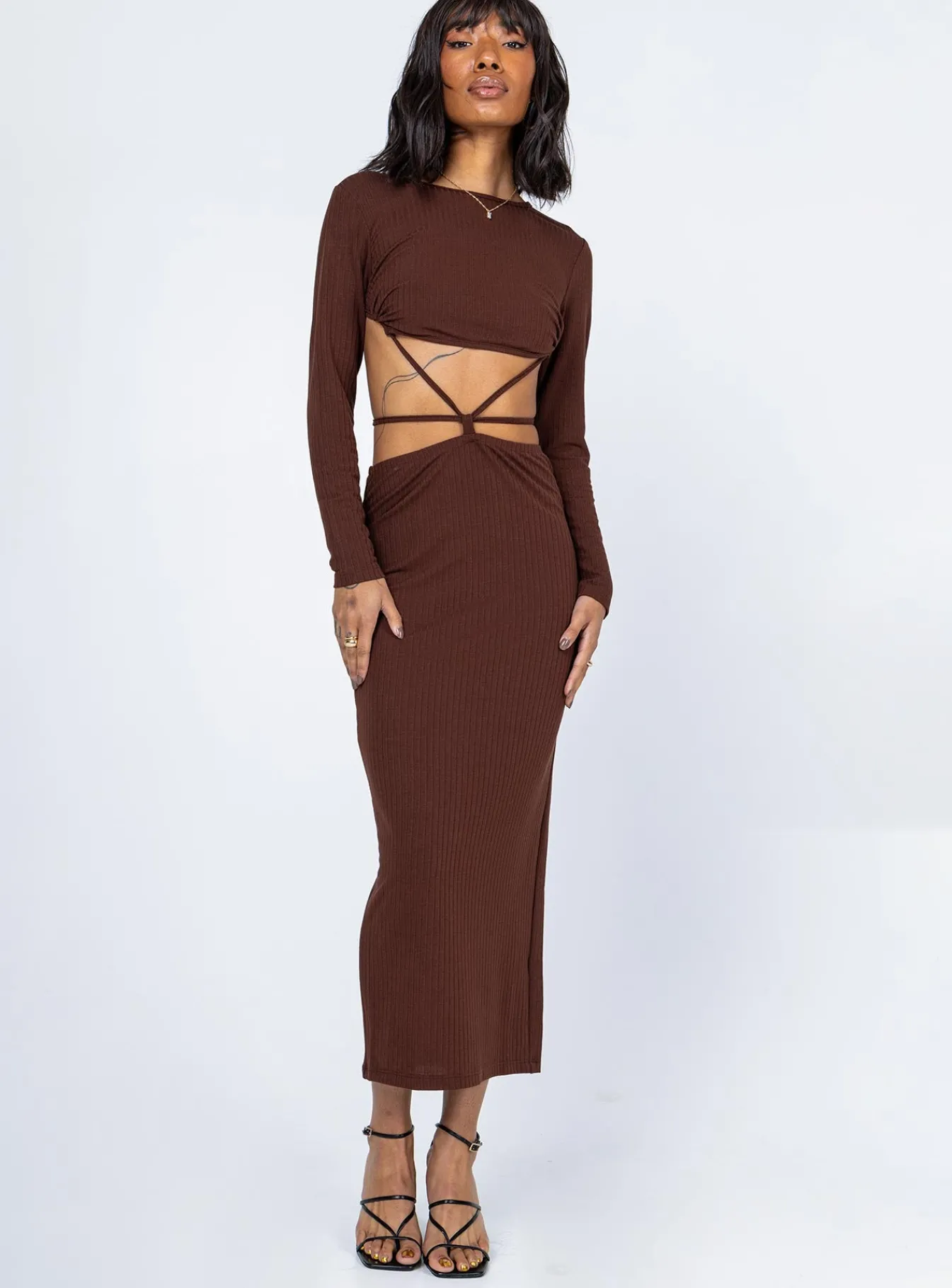 Princess Polly Kari Midi Dress Brown Shop