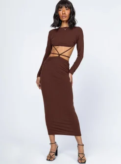 Princess Polly Kari Midi Dress  Brown Shop