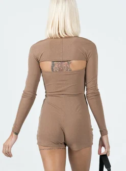 Princess Polly Karlie Romper Beige Outlet