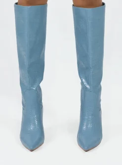 Princess Polly Kathleen Knee High Boot  Blue Cheap