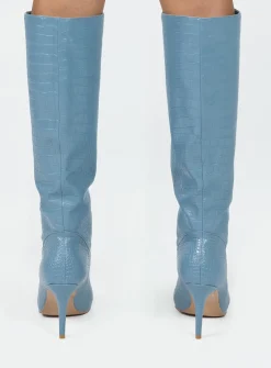 Princess Polly Kathleen Knee High Boot  Blue Cheap