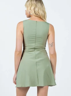 Princess Polly Kavey Mini Dress Sage Discount