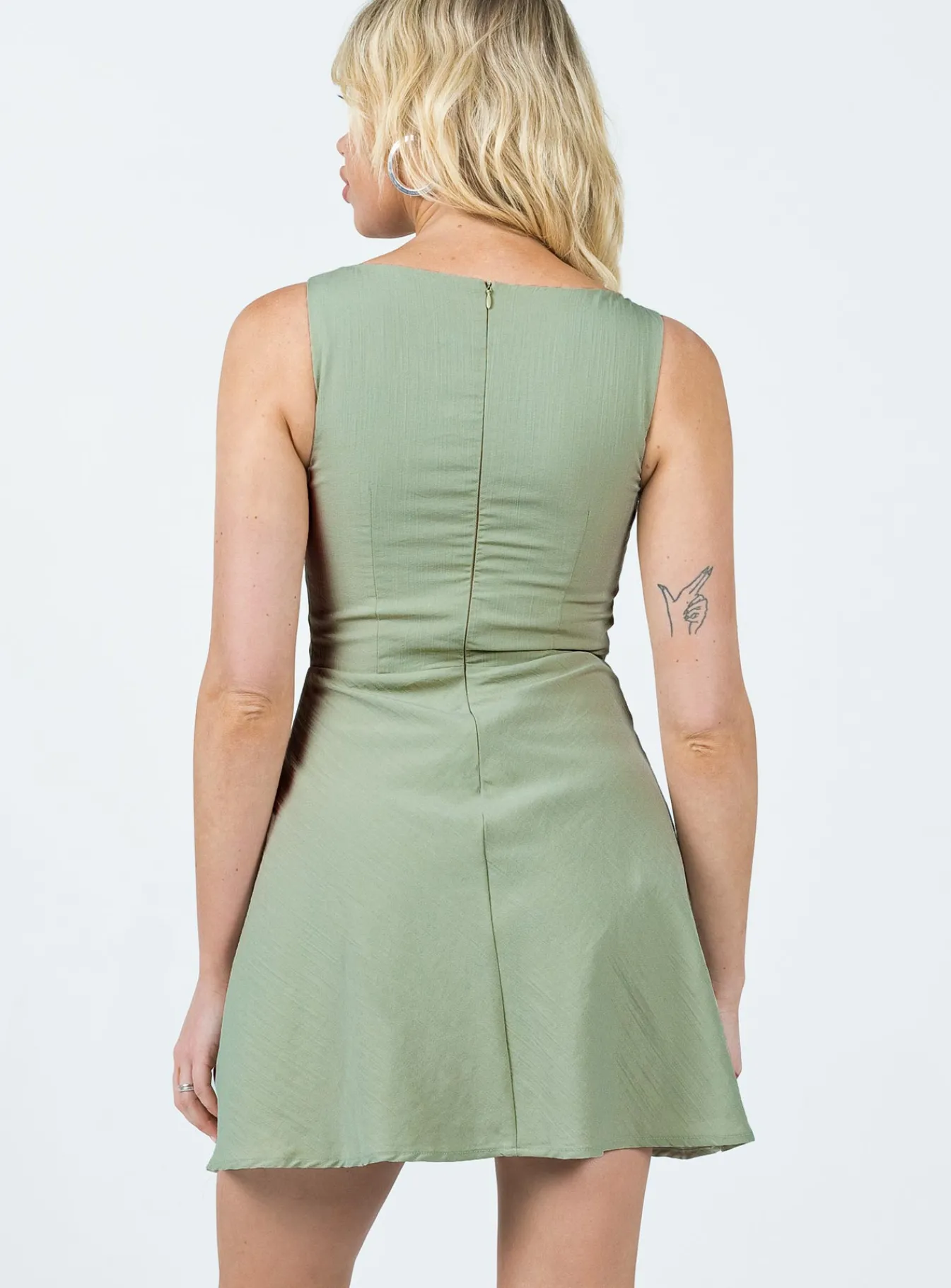 Princess Polly Kavey Mini Dress Sage Discount