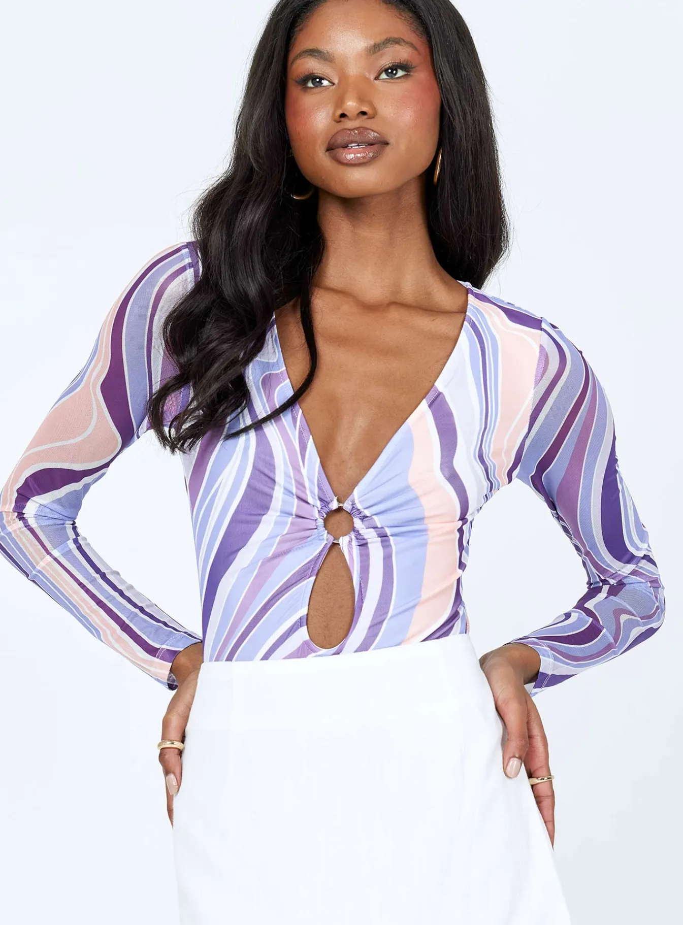 Princess Polly Kaylee Long Sleeve Bodysuit Purple Shop