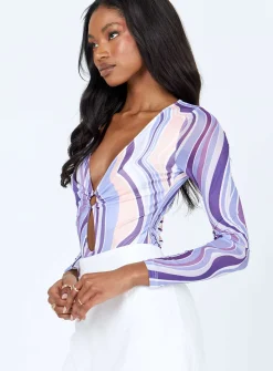 Princess Polly Kaylee Long Sleeve Bodysuit Purple Shop