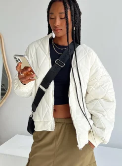 Princess Polly Keean Quilted Jacket  Cream Online