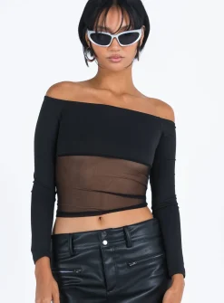 Princess Polly Keeley Off The Shoulder Top  Black Best