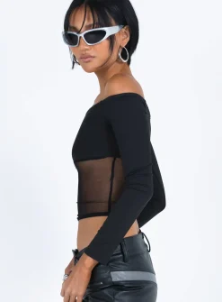 Princess Polly Keeley Off The Shoulder Top  Black Best