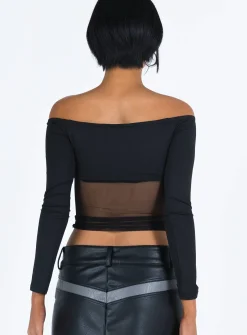 Princess Polly Keeley Off The Shoulder Top  Black Best