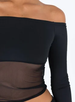 Princess Polly Keeley Off The Shoulder Top  Black Best