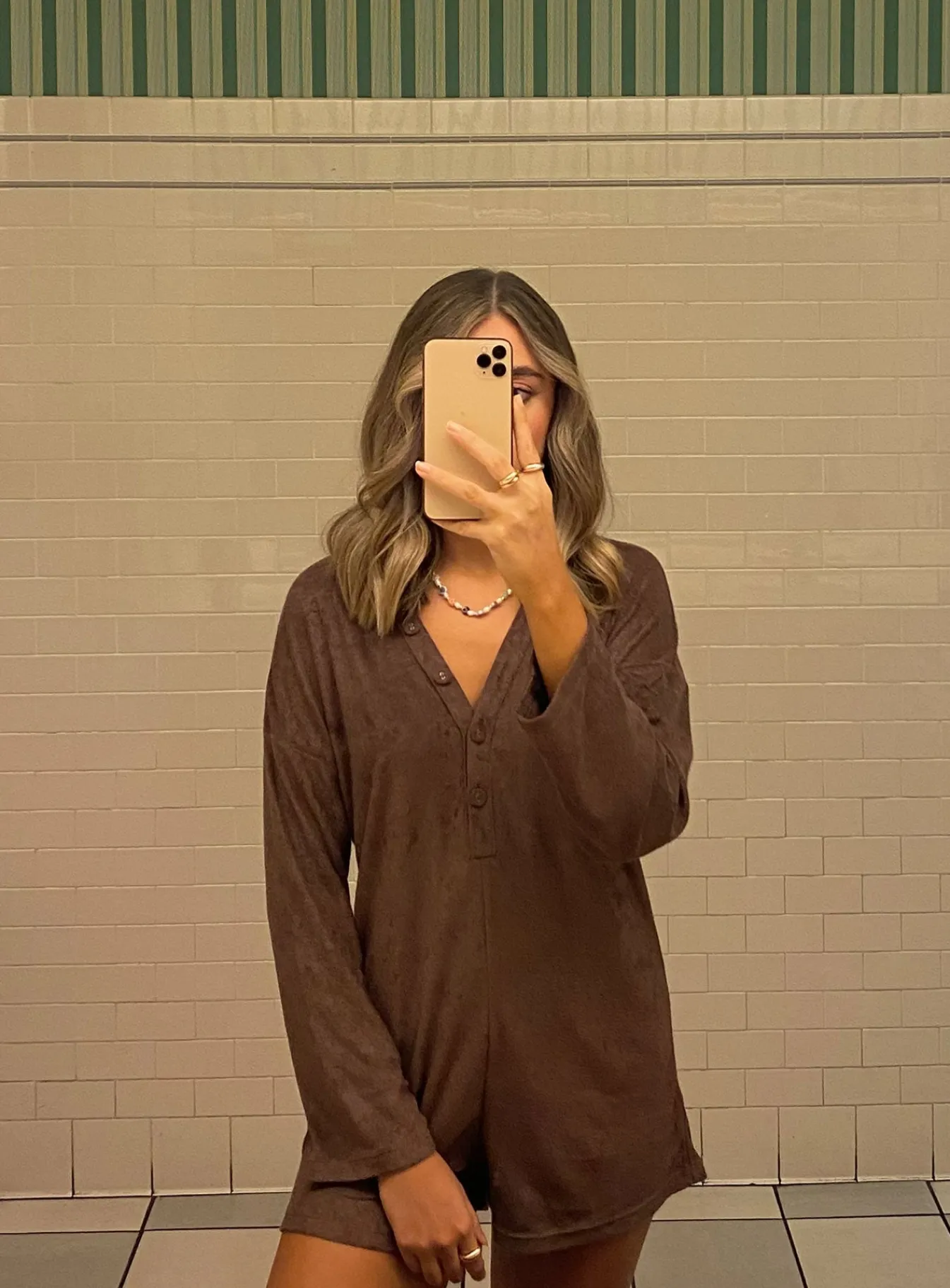 Princess Polly Kegan Long Sleeve Romper Camel Brown Fashion