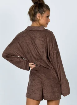 Princess Polly Kegan Long Sleeve Romper Camel Brown Fashion