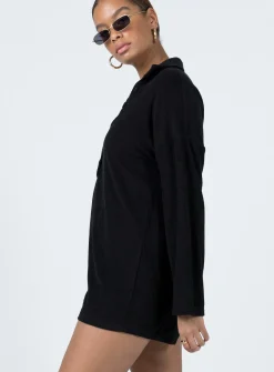 Princess Polly Kegan Long Sleeve Terry Romper Black Shop