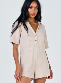 Princess Polly Kegan Romper  Beige Store